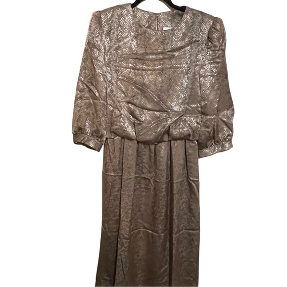 Lady Carol 70s Reptile Print Puff Sleeve‎ Dress sz Medium - Picture 1 of 11